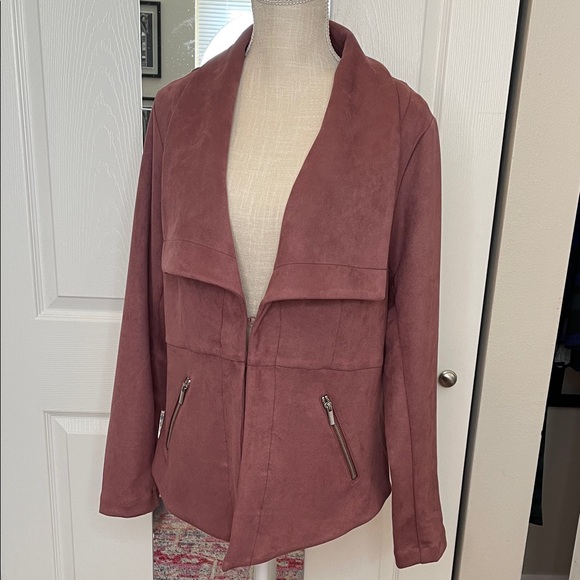 Torrid Faux Suede Peplum Mauve Jacket - Picture 6 of 12